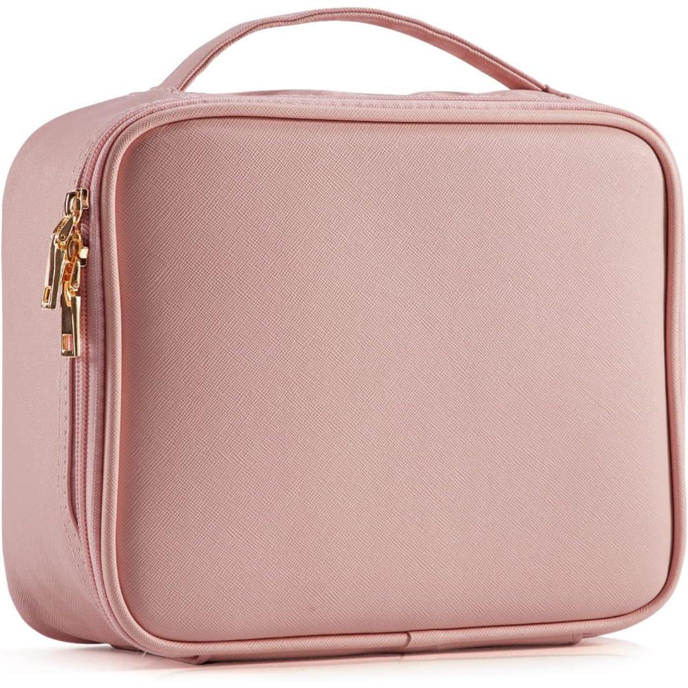 imageStagiant Travel Makeup Bag Make up BagMakeup Organizer Bag for Cosmetics Makeup Brushes Toiletry Travel Accessories with DividersMakeup Case for WomenPink