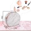 imageMarble Round Makeup Bag for Lady Portable Travel Makeup Case PU Leather Large Capacity with Adjustable Dividers Cosmetic Storage Organizer for Girl and women Make Up Tools Toiletry Jewelry