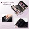 imageStagiant 126 Inch Large Makeup Train Case Professional 4 Trays Cosmetic Cases Makeup Storage Organizer Box Beauty Make Up Box with LockampampAdjustable Compartments for Nail Accessories Skincare BlackPink