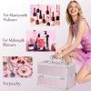 imageStagiant 126 Inch Large Makeup Train Case Professional 4 Trays Cosmetic Cases Makeup Storage Organizer Box Beauty Make Up Box with LockampampAdjustable Compartments for Nail Accessories Skincare BlackPink