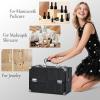imageStagiant 126 Inch Large Makeup Train Case Professional 4 Trays Cosmetic Cases Makeup Storage Organizer Box Beauty Make Up Box with LockampampAdjustable Compartments for Nail Accessories Skincare BlackBlack