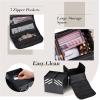 imageStagiant Makeup Train Case Nail Bag Organizer Case Makeup Box Organizer 4 Tier Large Travel Makeup Case with CompartmentsShoulder Strap for MUAManicureTattooEye Lash ExtensionBlackLarge Black with Luggage Sleeve