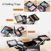 imageStagiant Makeup Train Case Nail Bag Organizer Case Makeup Box Organizer 4 Tier Large Travel Makeup Case with CompartmentsShoulder Strap for MUAManicureTattooEye Lash ExtensionBlackBlack Medium