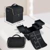 imageStagiant Makeup Train Case Nail Bag Organizer Case Makeup Box Organizer 4 Tier Large Travel Makeup Case with CompartmentsShoulder Strap for MUAManicureTattooEye Lash ExtensionBlackLarge Black with Luggage Sleeve