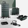 imageStagiant Rolling Makeup Case 4 in 1 Cosmetology Case on Wheels Makeup Travel Case with Cosmetic Bag Key Swivel Wheels Salon Barber Case Traveling Cart Trunk Cosmetic Trolley Alpine BlackGreen