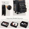 imageStagiant Rolling Makeup Case 4 in 1 Soft Sided Professional Cosmetology Case on Wheels Freelance Makeup Artist Nylon Cosmetic Organize Storage Nail Technician Hair Stylist Classic Black