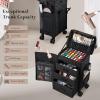 imageStagiant Rolling Makeup Case 4 in 1 Soft Sided Professional Cosmetology Case on Wheels Freelance Makeup Artist Nylon Cosmetic Organize Storage Nail Technician Hair Stylist Classic Black