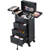 imageStagiant Rolling Makeup Case with Drawers Cosmetology Case on Wheels 4 IN 1 Makeup Case 3 Drawers with Foot Stand Springrelease Mechanism Rolling Make Up Organizer for Artist Salon Nail Teach Trunk3 Drawers Black Checkerboard