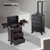 imageStagiant Rolling Makeup Case with Drawers Cosmetology Case on Wheels 4 IN 1 Makeup Case 3 Drawers with Foot Stand Springrelease Mechanism Rolling Make Up Organizer for Artist Salon Nail Teach Trunk2 Drawers Black Checkerboard