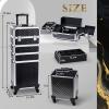 imageStagiant Rolling Makeup Train Case Cosmetology Case on Wheels 4 in 1 Cosmetic Box Makeup Travel Case with Key Swivel Wheels Nail Artist Salon Barber StorageTraveling Cart Trunk Dark GreenBlack