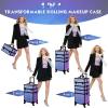 imageStagiant Rolling Makeup Train Case Cosmetology Case on Wheels 4 in 1 Cosmetic Box Makeup Travel Case with Key Swivel Wheels Nail Artist Salon Barber StorageTraveling Cart Trunk Dark GreenShiny Purple