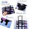 imageStagiant Rolling Makeup Train Case Cosmetology Case on Wheels 4 in 1 Cosmetic Box Makeup Travel Case with Key Swivel Wheels Nail Artist Salon Barber StorageTraveling Cart Trunk Dark GreenShiny Purple