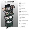 imageStagiant Rolling Makeup Train Case Cosmetology Case on Wheels 4 in 1 Cosmetic Box Makeup Travel Case with Key Swivel Wheels Nail Artist Salon Barber StorageTraveling Cart Trunk Dark GreenDark Green