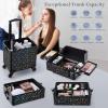imageStagiant Rolling Makeup Train Case Cosmetology Case on Wheels 4 in 1 Cosmetic Box Makeup Travel Case with Key Swivel Wheels Nail Artist Salon Barber StorageTraveling Cart Trunk Dark GreenStar Black