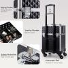 imageStagiant Rolling Makeup Train Case Large Storage Cosmetic Trolley 4 Tray with Sliding Rail Removable Middle Layer with Key Swivel Wheels Salon Barber Case Traveling Cart TrunkPro Black