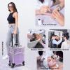 imageStagiant Rolling Makeup Train Case Large Storage Cosmetic Trolley 4 Tray with Sliding Rail Removable Middle Layer with Key Swivel Wheels Salon Barber Case Traveling Cart TrunkPurple