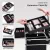 imageStagiant Rolling Makeup Train Case Large Storage Cosmetic Trolley 4 Tray with Sliding Rail Removable Middle Layer with Key Swivel Wheels Salon Barber Case Traveling Cart TrunkPro Black
