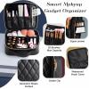 imageStagiant Travel Makeup Bag Make up Bag for Women Large Leather Cosmetic Bag Travel Toiletry Bag for Girls Make Up Bag Brush Organizer Bags Quilted Black