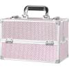 imageStagiant 126 Inch Large Makeup Train Case Professional 4 Trays Cosmetic Cases Makeup Storage Organizer Box Beauty Make Up Box with LockampampAdjustable Compartments for Nail Accessories Skincare BlackPink