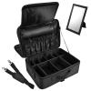imageStagiant Extra Large Makeup Case Professional Makeup Train Case 3 Layers Deep Makeup Organizer Box for MUA Travel Nail Cases Bag with MirrorShoulder StrapTrolley Sleeve Nylon Black