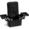 imageStagiant Makeup Train Case Nail Bag Organizer Case Makeup Box Organizer 4 Tier Large Travel Makeup Case with CompartmentsShoulder Strap for MUAManicureTattooEye Lash ExtensionBlackBlack Medium