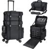 imageStagiant Professional Rolling Makeup Case Soft Sided Cosmetology Organizer Wheeled Nylon Train Case Portable Travel Supply Station for Makeup Artist Nail Technician Hair Stylist Crafters