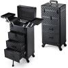 imageStagiant Rolling Makeup Case with Drawers Cosmetology Case on Wheels 4 IN 1 Makeup Case 3 Drawers with Foot Stand Springrelease Mechanism Rolling Make Up Organizer for Artist Salon Nail Teach Trunk3 Drawers Black Checkerboard