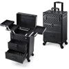 imageStagiant Rolling Makeup Case with Drawers Cosmetology Case on Wheels 4 IN 1 Makeup Case 3 Drawers with Foot Stand Springrelease Mechanism Rolling Make Up Organizer for Artist Salon Nail Teach Trunk2 Drawers Black Checkerboard