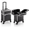 imageStagiant Rolling Makeup Train Case Large Storage Cosmetic Trolley 4 Tray with Sliding Rail Removable Middle Layer with Key Swivel Wheels Salon Barber Case Traveling Cart TrunkPro Black
