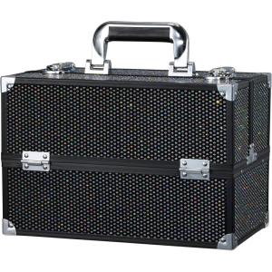 imageStagiant 126 Inch Large Makeup Train Case Professional 4 Trays Cosmetic Cases Makeup Storage Organizer Box Beauty Make Up Box with LockampampAdjustable Compartments for Nail Accessories Skincare BlackBlack