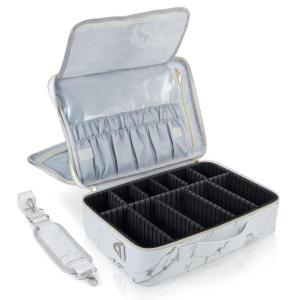 imageStagiant Makeup Case Large Makeup Organizer Bag for Make up Artist 3 Layer 16 IN Travel Train Case Makeup Bag for Cosmetic Hairstylist Nail Tech Marble