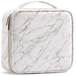 imageStagiant Marble Makeup Bag Large Travel Makeup Organizer Bag Cosmetic Train Case Leather Makeup Travel Storage Bag Portable Brush Holder with Adjustable Divider for Jewelry Cosmetics for Women
