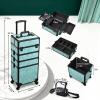 imageStagiant Rolling Makeup Case 4 in 1 Cosmetology Case on Wheels Makeup Travel Case with Cosmetic Bag Key Swivel Wheels Salon Barber Case Traveling Cart Trunk Cosmetic Trolley Alpine BlueAlpine Blue with Bag