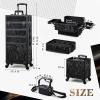 imageStagiant Rolling Makeup Case 4 in 1 Cosmetology Case on Wheels Makeup Travel Case with Cosmetic Bag Key Swivel Wheels Salon Barber Case Traveling Cart Trunk Cosmetic Trolley Alpine BlueAlpine Black with Bag