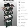 imageStagiant Rolling Makeup Case 4 in 1 Cosmetology Case on Wheels Makeup Travel Case with Cosmetic Bag Key Swivel Wheels Salon Barber Case Traveling Cart Trunk Cosmetic Trolley Alpine PinkGreen