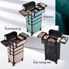 imageStagiant Rolling Makeup Case 4 in 1 Cosmetology Case on Wheels Makeup Travel Case with Cosmetic Bag Key Swivel Wheels Salon Barber Case Traveling Cart Trunk Cosmetic Trolley Alpine PinkAlpine Blue with Bag