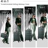 imageStagiant Rolling Makeup Case 4 in 1 Cosmetology Case on Wheels Makeup Travel Case with Cosmetic Bag Key Swivel Wheels Salon Barber Case Traveling Cart Trunk Cosmetic Trolley Alpine PinkGreen